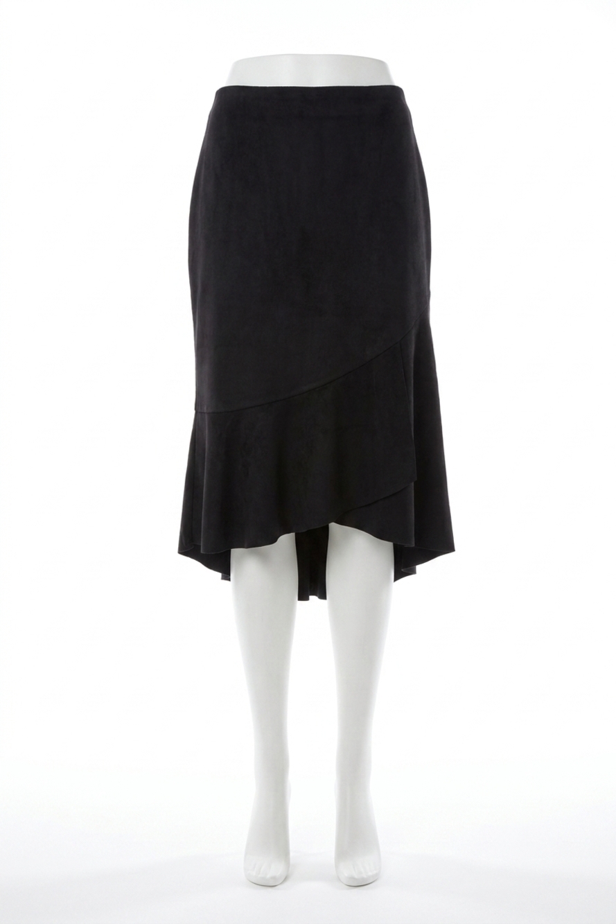 NEW KENSIE ruffle hem midi skirt in black
